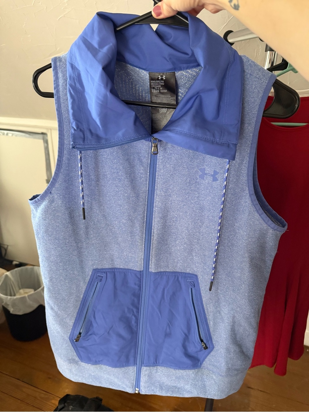 Under Armour Women's Light Blue Sleeveless Zip-Up Hooded Vest